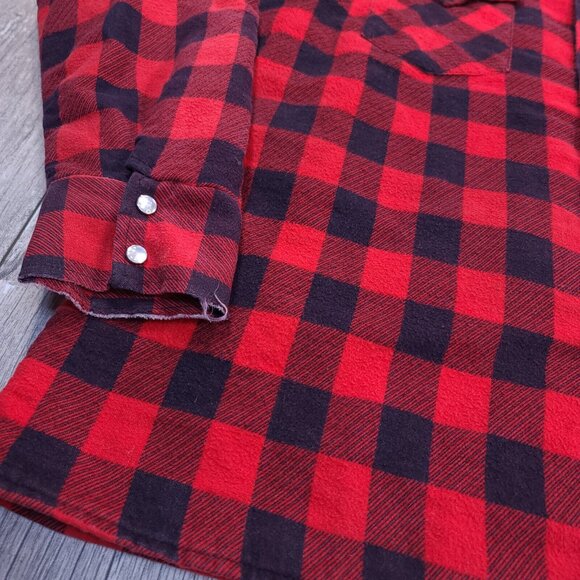 Bar-M Rancher Shacket Mens Large Buffalo Plaid Pearl Snap Western Chore Coat - Picture 3 of 5